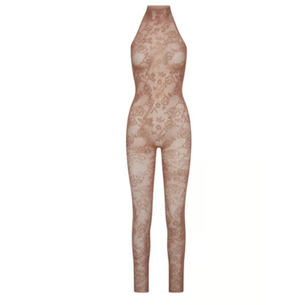 SKIMS Mock Neck Sleeveless Knit Lace Catsuit Size 2X Color Sienna NWT